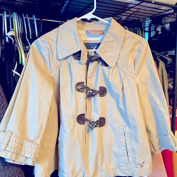 NEW MINI TRENCH COAT WITH TOGGLE BUTTON DETAIL!! - Picture 2 of 6